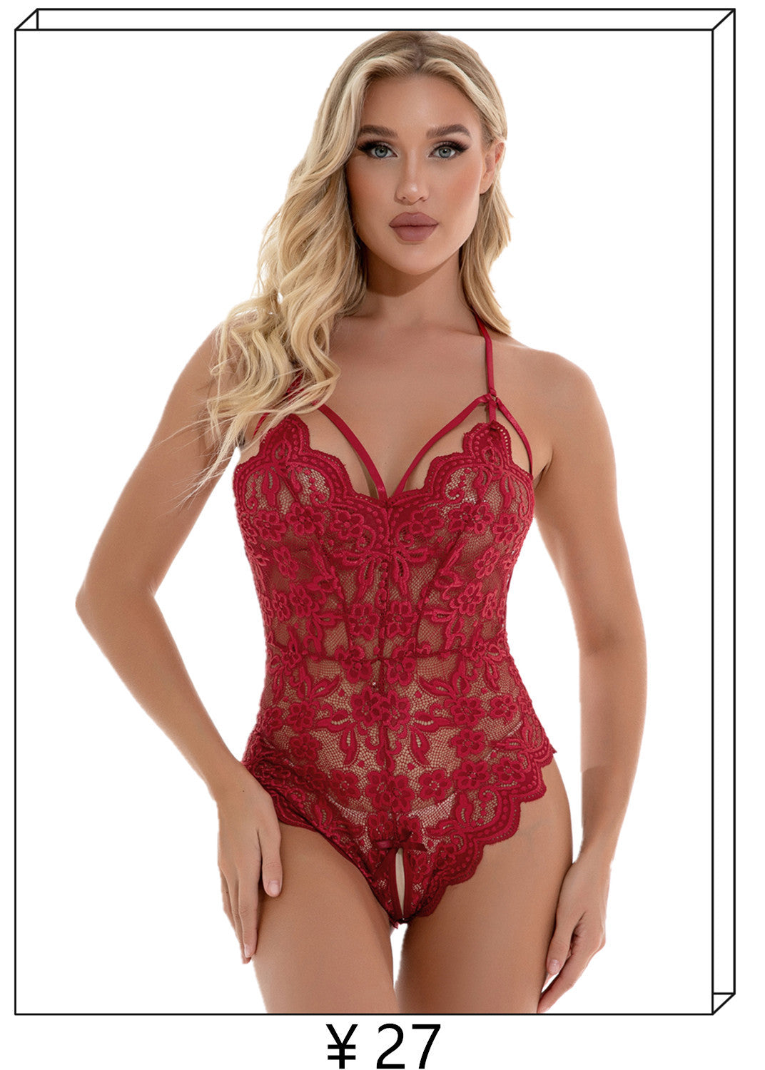 Women's Sexy Lingerie plus Size One-piece lace deep V Tights European and American Cross-Border AliExpress eBay Source of Goods