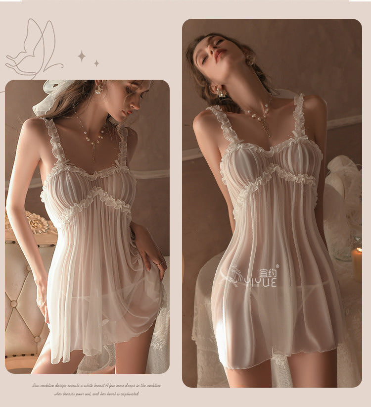 Yiyue Sexy Lingerie Pure Desire Nightdress Hot See-through Temptation Uniform No-Need-to-Take-Off Pajamas Set8916
