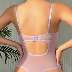 European and American Hot-Selling Sexy Lingerie for Women, Mesh See-Through Temptation Underwear, Lace Hollow Out Underwire Camisole Bodysuit