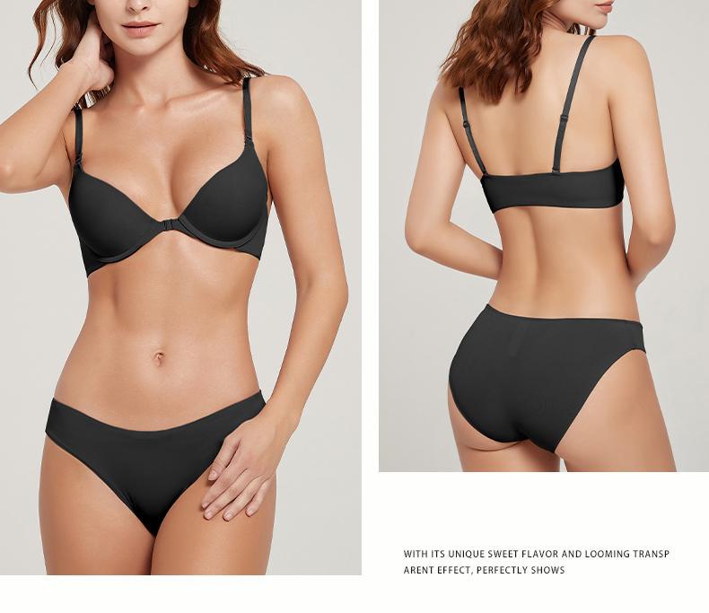 Cross-Border Sexy Seamless Underwear Thin Front Closure Soft Underwire Bra Small Chest Push-Up Anti-Sagging Underwear Set
