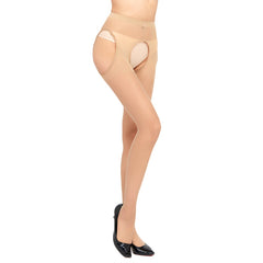 Sexy Core-Spun Silk Four-Cut Hollow Lace Erotic Stockings Four-Sided Crotch-Free Temptation Base Pantyhose7504