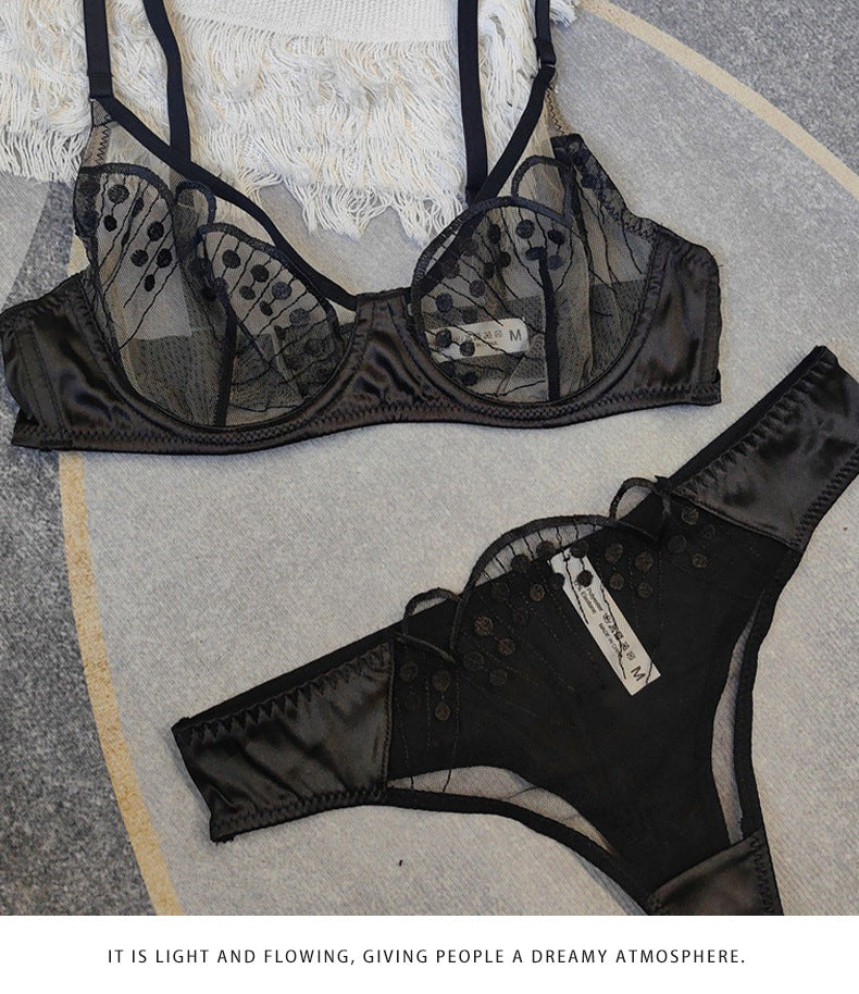 European and American Cross-Border Sexy Lingerie for Women, French Style Ultra-Thin Jacquard Lace Bra, Minimizing Large Bust, Anti-Sagging, Erotic Lingerie