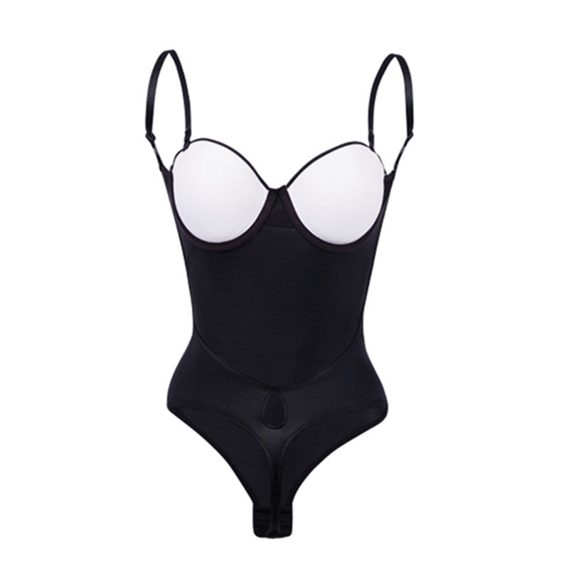 European and American Style Tight-Fitting Bodysuit Deep V Backless Tummy Control Invisible Strap Bra Shapewear Evening Dress Body Shaper