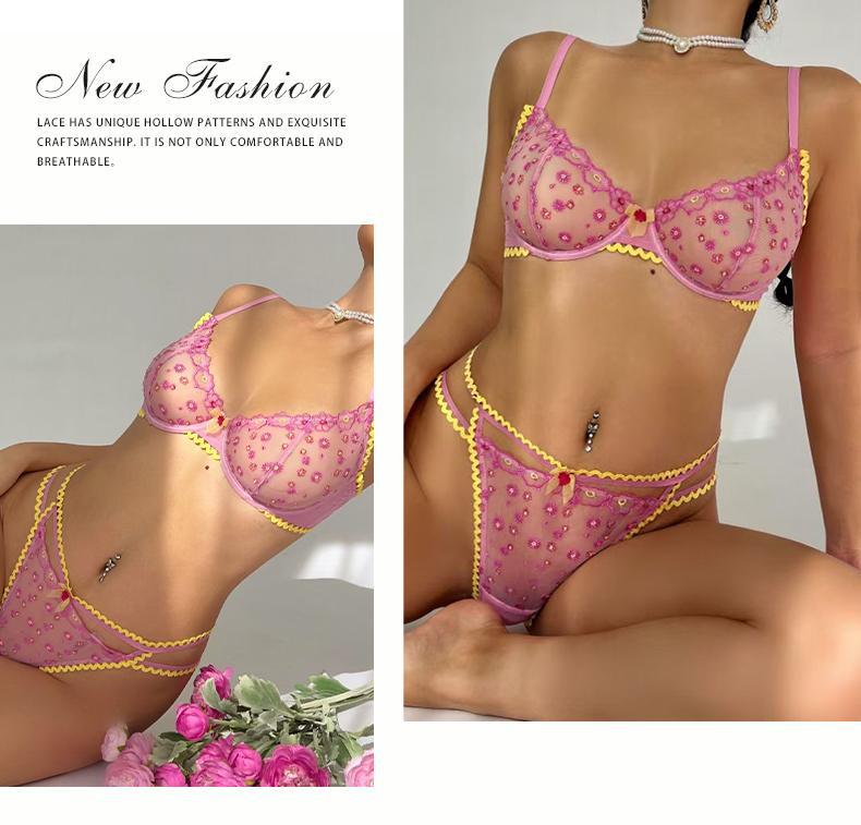 Cross-Border AliExpress Sexy Lingerie French Ultra-Thin Embroidered Lace Bra Large Bust Minimizer Plus Size Bra