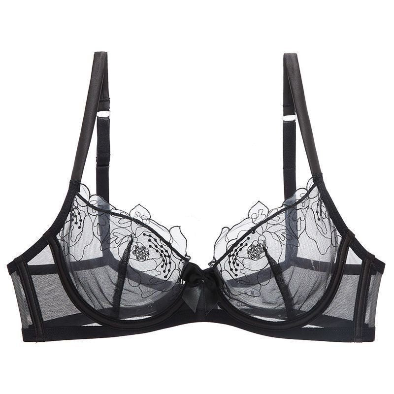 New French Style Sexy Lingerie for Women Lace Embroidery Ultra-thin Semi-transparent Hot Pure Desire Style Temptation Bra Set