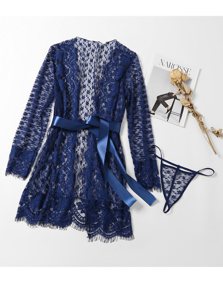 Women's Autumn New European and American Style Sexy Lace Long Sleeve Pajamas Temptation Lingerie In Stock
