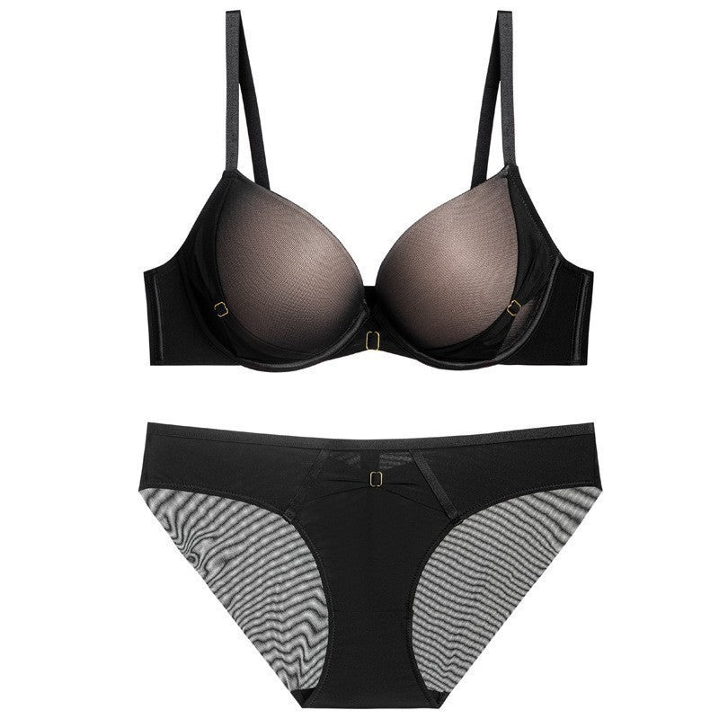 Cross-Border European and American Style French Bra for Women, Mesh Smooth Lace Sexy Lingerie, Large Bust Minimizer, Anti-Sagging Bra Set