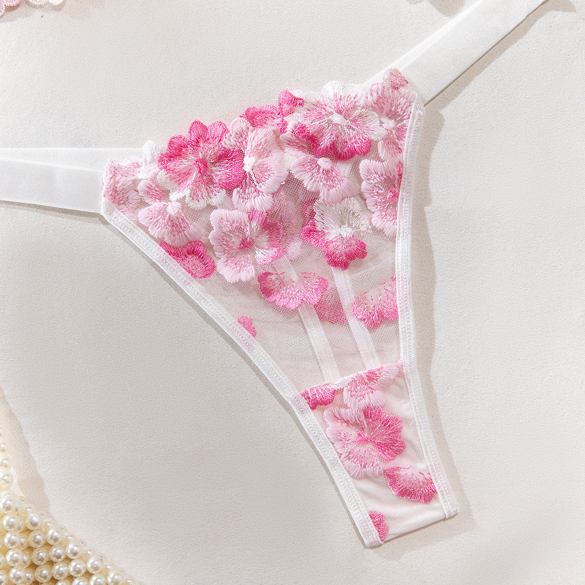 Foreign Trade Cross-Border Sexy Lingerie Big Bust Minimizer Push-Up Pure Girl Embroidered Flowers Comfortable Erotic Lingerie Set